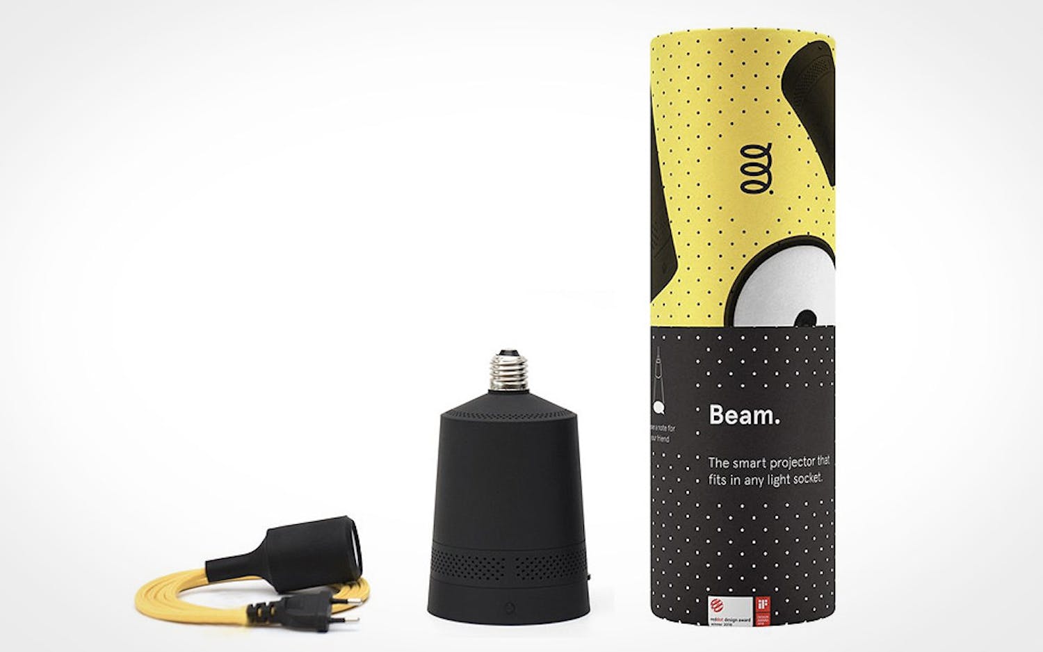 Beam sælges sammen med en fatning med ledning, men du kan også tilkøbe en særlig stander, der passer til projektoren.